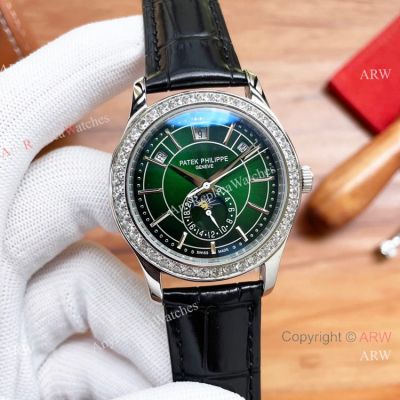 Replica Patek Philippe Annual Calendar Moon watch Stainless Steel Diamond-set